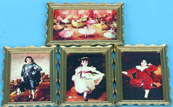 Dollhouse Miniature Large Framed Pictures, Classic, 4 Pcs